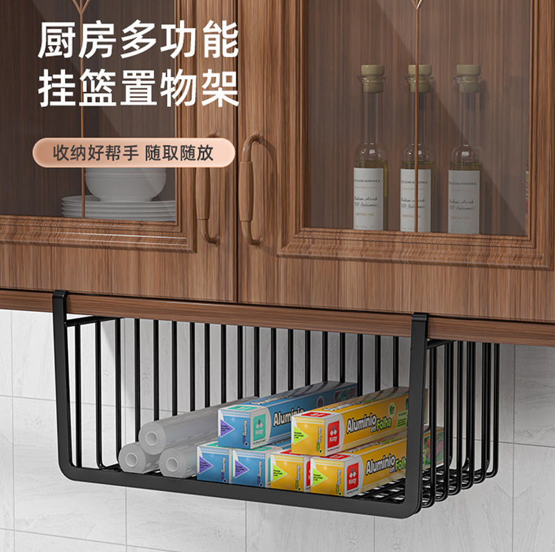 Cabinet storage artifact cabinet door hanging rack free punc-图0