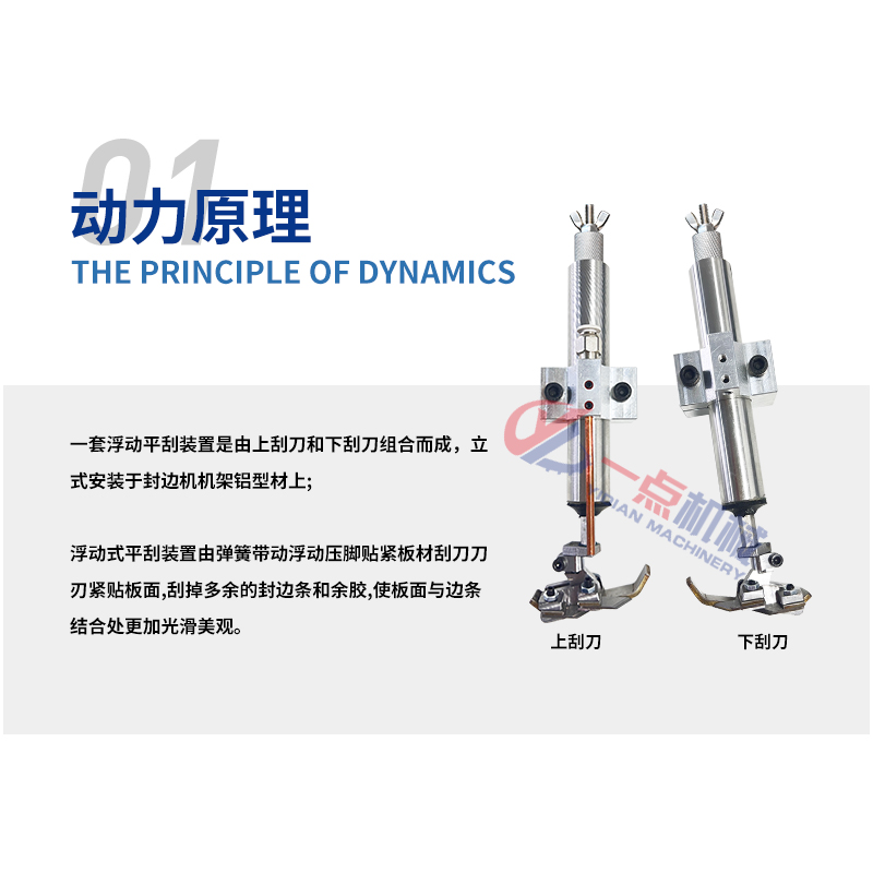 封边机平铲刀浮动平刮双刮刀刮边吹丝不伤板材PET去胶线装置总成-图0