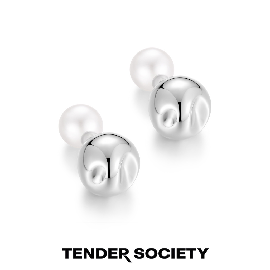 董洁同款Tender Society Tensi系列珍珠金银球耳钉前后两戴轻奢 - 图1