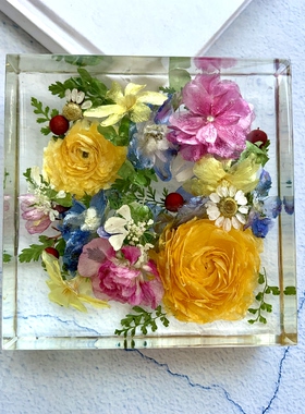 【花环】夜灯滴胶植物标本手工制作树脂植物真花 尺寸：10x10x3cm