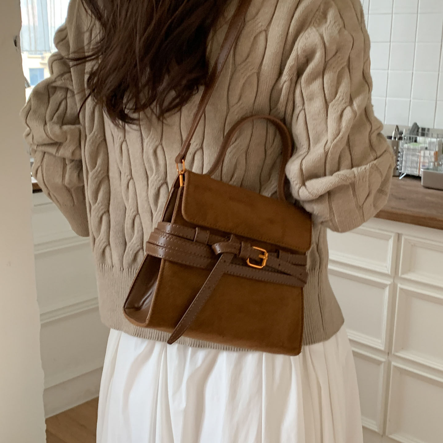 复古麂皮绒秋冬新款女日常通勤2025百搭高级感小众设计手提单肩包,淘宝优惠券,粉丝福利购,淘宝优惠卷