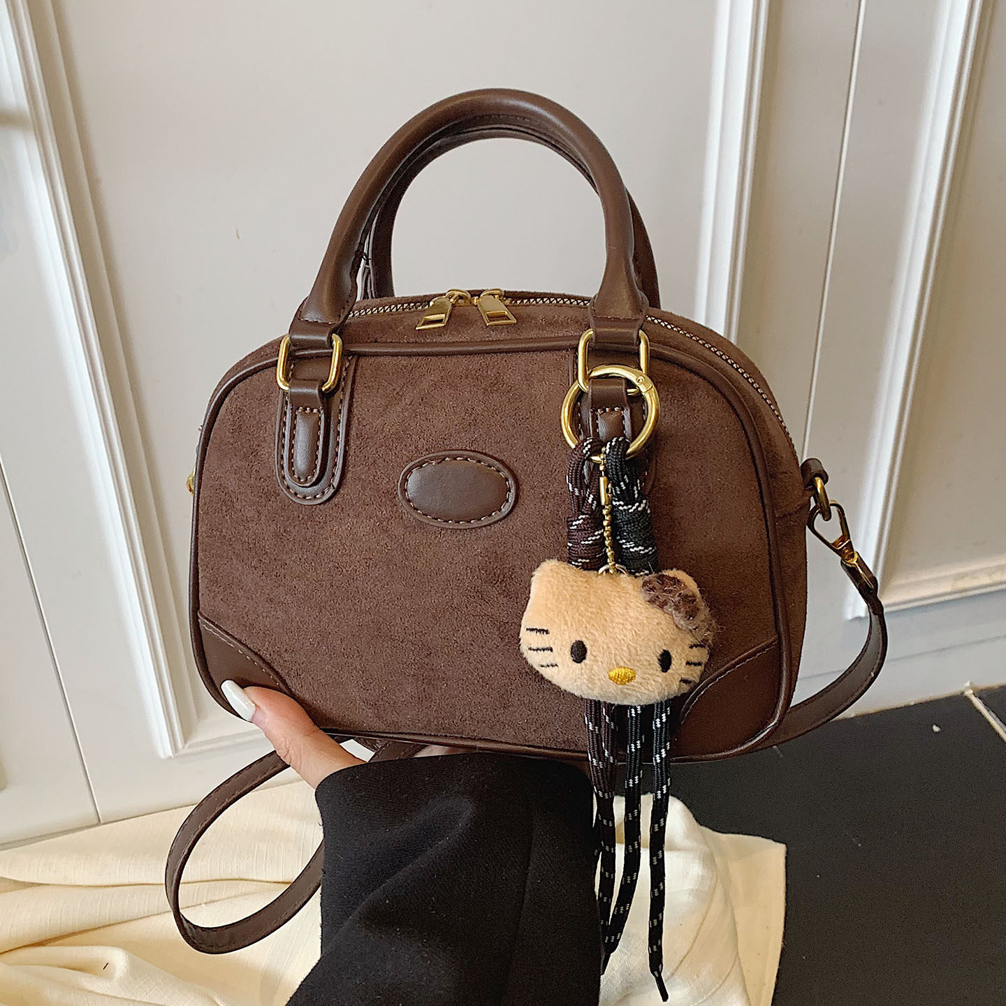 小众设计韩版ins2025秋冬麂皮绒百搭新款女式精致洋气手提单肩包,淘宝优惠券,粉丝福利购,淘宝优惠卷