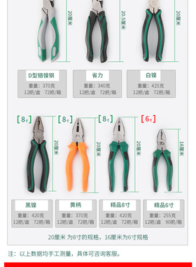 老虎钳子6寸8寸钢丝钳铬钒钢