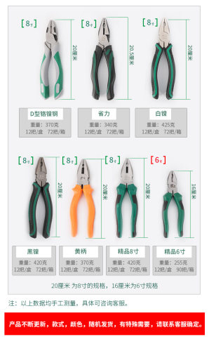 铬钒钢锻打老虎钳子6寸8寸纯钢钢丝钳防滑克丝手钳平口钳断线钳子 - 图1