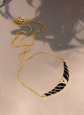 中古风vintag18K金黑白滴油耳环套装高质量复古耳钉时尚简约耳饰