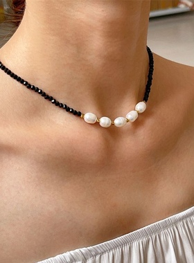 天然淡水珍珠小众设计感韩国项链