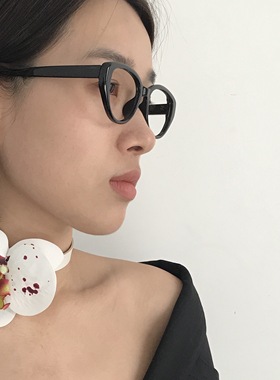 三环路装饰椭圆形日系男女眼镜