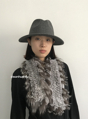 三环路羊毛皮扣礼帽优雅