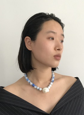 三环路贝壳天然石串珠项链