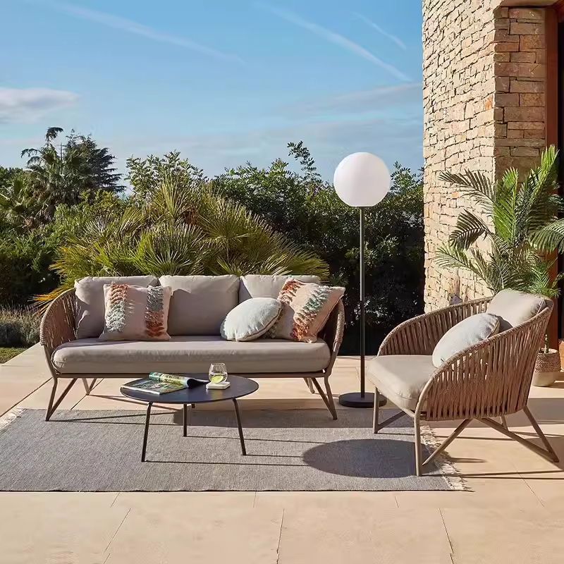 室外铝合金沙发酒店绳编沙发三件套室外露天阳台房地产外摆藤家具,淘宝优惠券,粉丝福利购,淘宝优惠卷