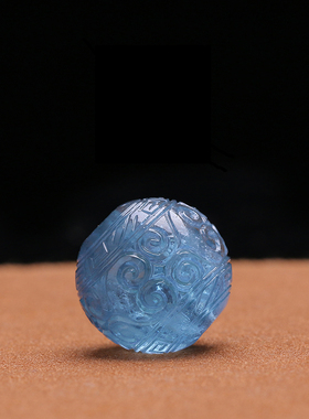 海蓝宝天然巴西回纹手串散珠