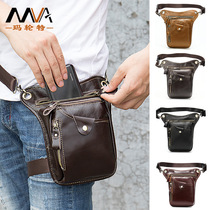 Mens Legs Covered Outdoor Sports Head Layer Bull Leather Purse Retro Riding Guild Bag Genuine Leather Portable Motorcycle Skew Span