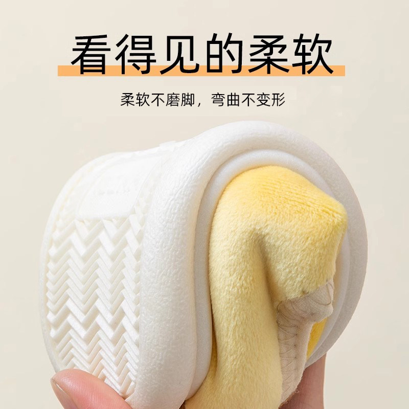 儿童棉拖鞋男秋冬季室内家居用小孩女宝宝包跟防滑软底毛毛绒棉鞋 - 图1