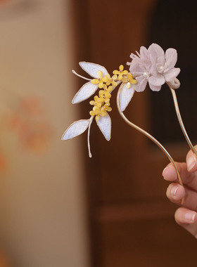 古风桂花掐丝u型发簪汉服发饰品