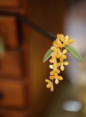 池鸢古风桂花缠花簪子木簪发饰品