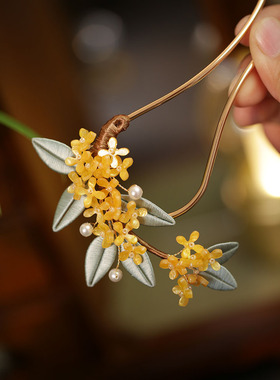池鸢古风u型缠花桂花簪子发饰品