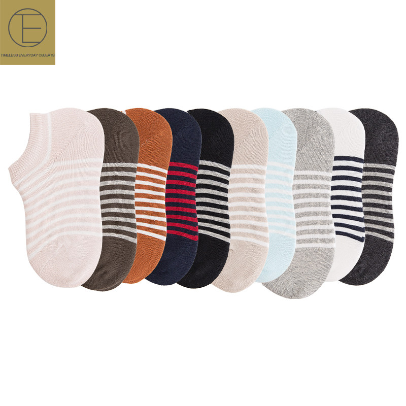 浅口纯棉秋冬新款透气条纹潮女短袜 teo短袜/打底袜/丝袜/美腿袜