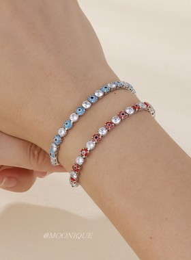 恶魔之眼手链欧美复古气质时尚轻奢百搭镶嵌情侣首饰小众设计配饰