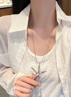 清凉感立体海星吊坠项链毛衣链韩版百搭气质冷淡风星星锁骨链颈链