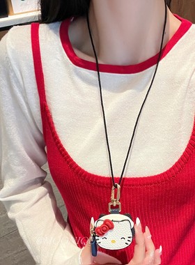 可爱卡通凯蒂猫hellokitty长项链甜美高级感少女心包包钥匙扣挂饰