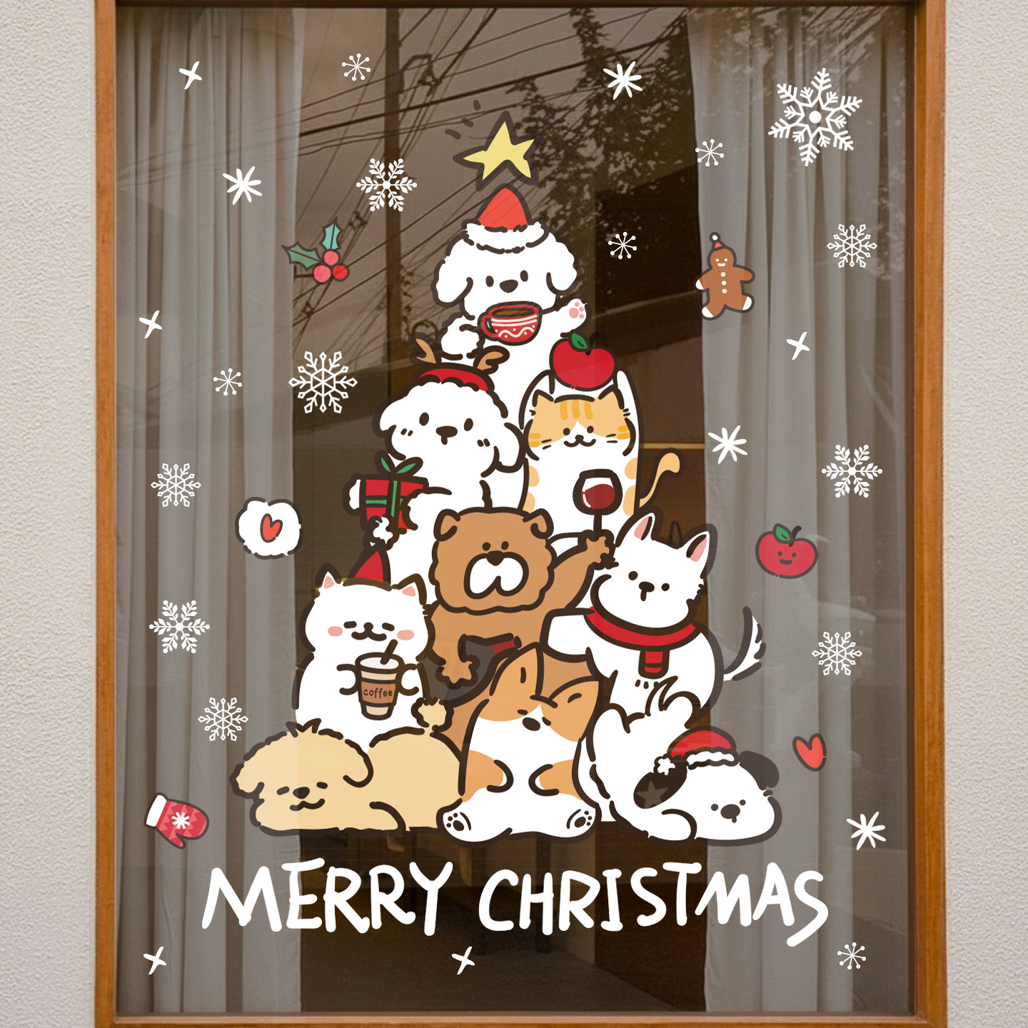 2026圣诞节贴纸装饰耶诞圣诞树玻璃橱窗装饰布置静电窗贴门贴窗花,淘宝优惠券,粉丝福利购,淘宝优惠卷