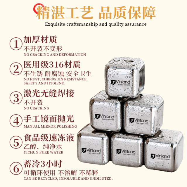 Stainless steel ice cubes do not affect the concentration of drinks