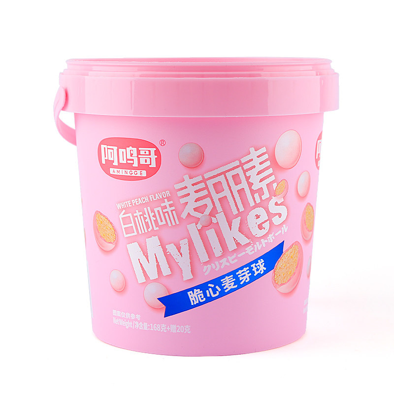阿鸣哥白桃味桶装儿童巧克力豆 阿鸣哥食品巧克力制品