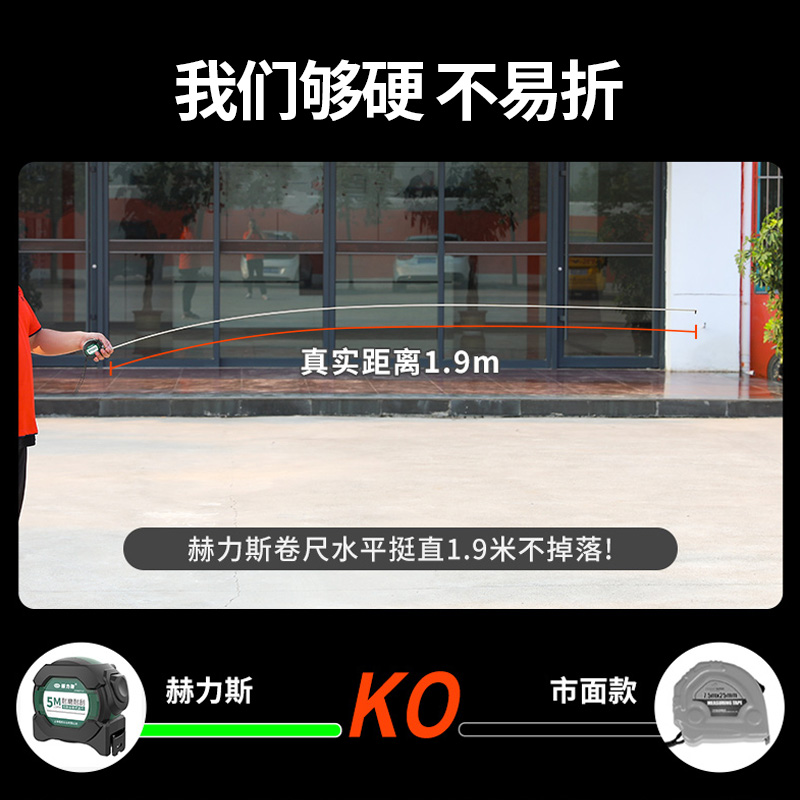 赫力斯钢卷尺3米5米耐磨盒尺圈尺高精度钢卷尺盒尺不锈钢防水加厚 - 图1