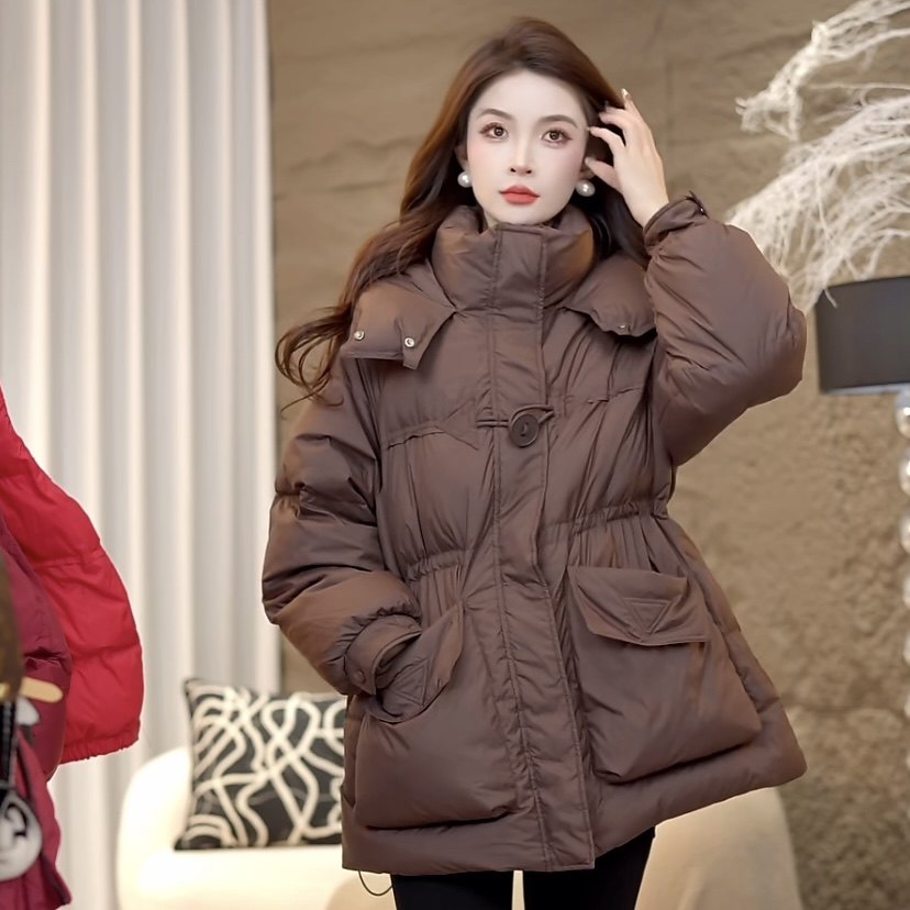 潮流【25001收腰】中长款连帽羽绒服冬季加厚韩外套女士百搭保暖,淘宝优惠券,粉丝福利购,淘宝优惠卷