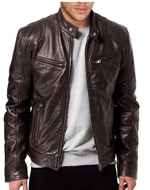 Men Leather Jacket Bomber Motorcycle Biker Jackets男PU皮衣-图2