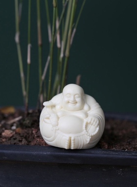 象牙果雕弥勒佛佛手把件笑佛一团和气车摆件茶宠办公室装饰工艺品