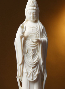 象牙果南海观音镀金观音菩萨佛像观世音雕刻摆件家用工艺品礼品