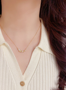 精致时尚百搭锆石树叶项链气质