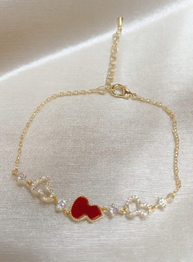 新中式时尚简约镂空红色葫芦手链