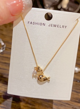 日韩简约水滴小鱼吊坠锁骨链