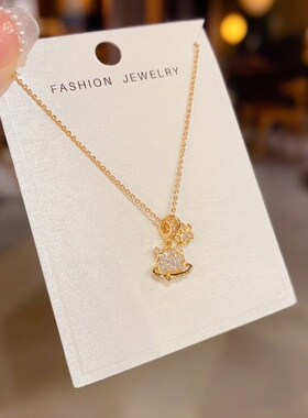 甜美轻奢锆石猫爪吊坠项链超闪