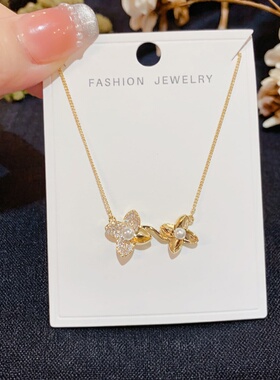 日韩百搭锆石双花锁骨链