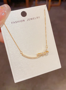 小众百搭锆石蝴蝶结锁骨链