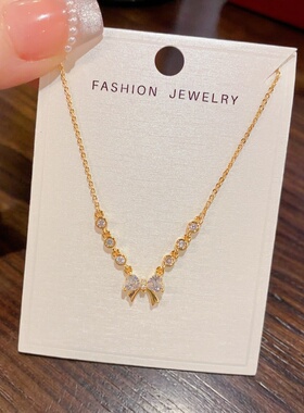 轻奢锆石蝴蝶结超闪锁骨链女