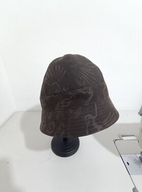 定制手工制作真丝香云纱渔夫帽盆帽防晒帽女士帽子钓鱼帽大檐帽