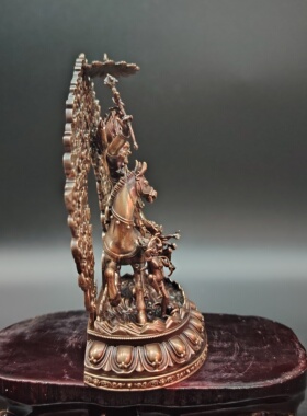 尼泊尔工艺藏传紫铜做旧吉祥天母佛像摆件寺庙佛堂供奉供具可装藏