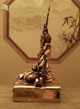 尼泊尔工艺紫铜三寸多智钦仁波切二世佛像家居摆件佛堂寺庙供桌面