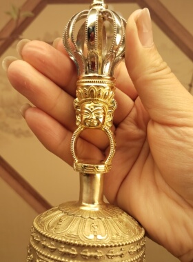 藏传密宗白铜黄铜双色九股金刚铃杵居家摆件佛堂寺庙供奉供具