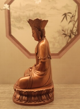 红铜做旧毗卢观音像居家摆件10厘米随身小铜像佛堂寺庙供桌面车载