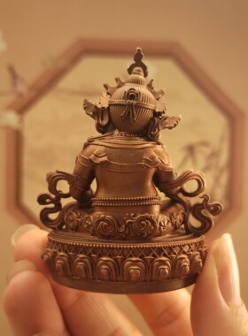 紫铜精工6厘米黄财神佛像居家摆件车载随身铜造像佛堂寺庙供奉供