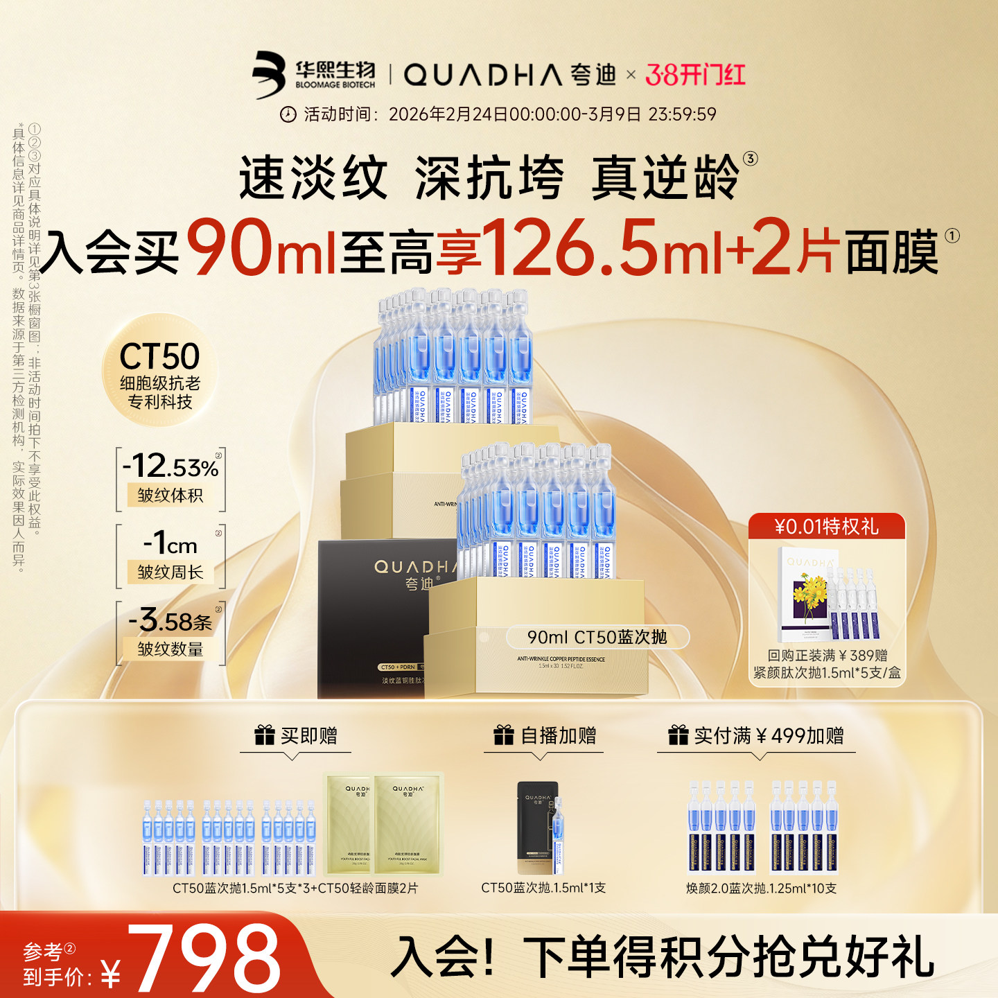 【双11抢购】夸迪焕颜2.0蓝次抛面部精华液蓝铜胜肽紧致