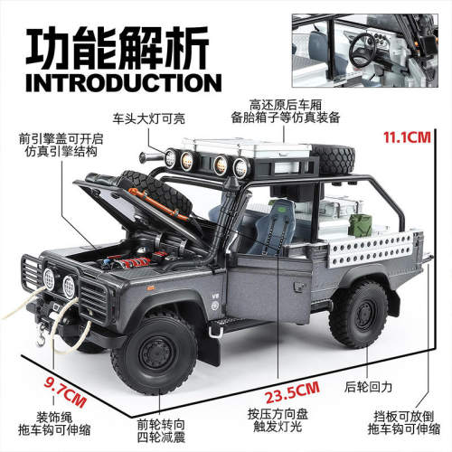 新款 1:24路虎卫士越野版合金模型声光儿童减震男孩玩具热销 - 图0