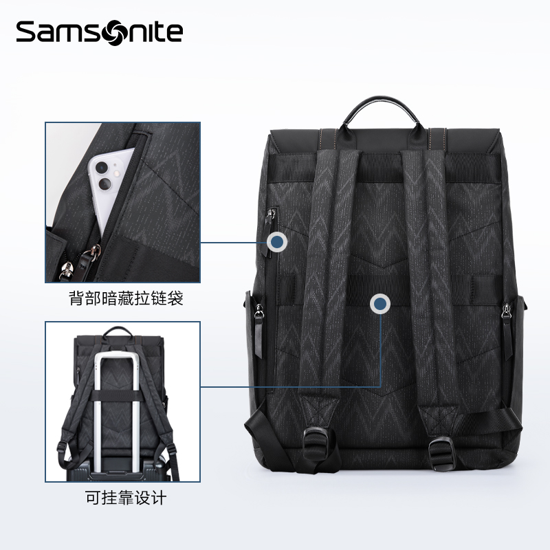 Samsonite/新秀丽双肩包男士背包大容量出差旅行商务轻便背包TT1 - 图1