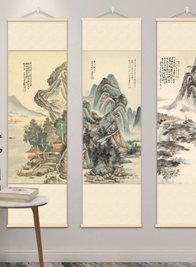 中式复古禅意挂帘客厅玄关挂布