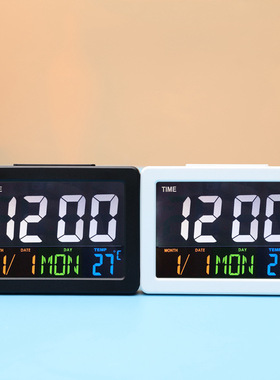 彩色大屏幕lcd台钟温度学生